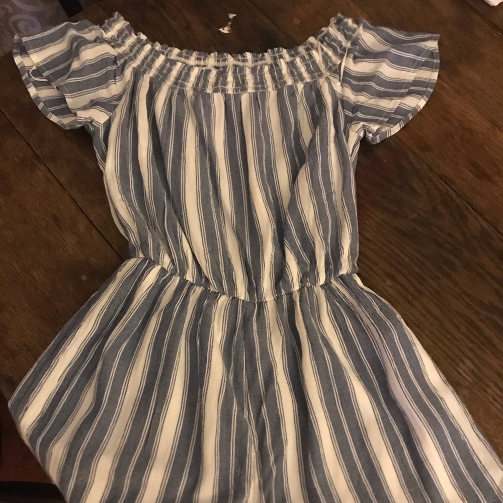 Blue and white romper